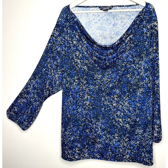 Land's End Womens Blouse Long Sleeve Pullover Cowl Neck Stretch Blue Size 3X - Picture 3 of 12